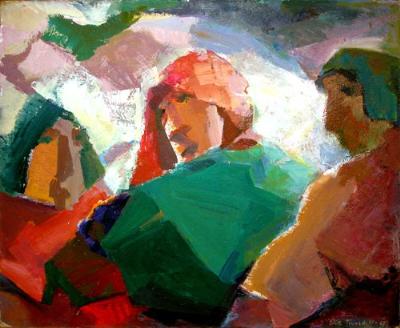 "Mountain Women," 1976, <br>40" x 36" Acrylic on Board